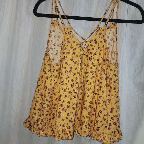 Xhilaration Womans Lightweight Yellow Pink Red Ruffle Tank Top Small - Picture 4 of 6
